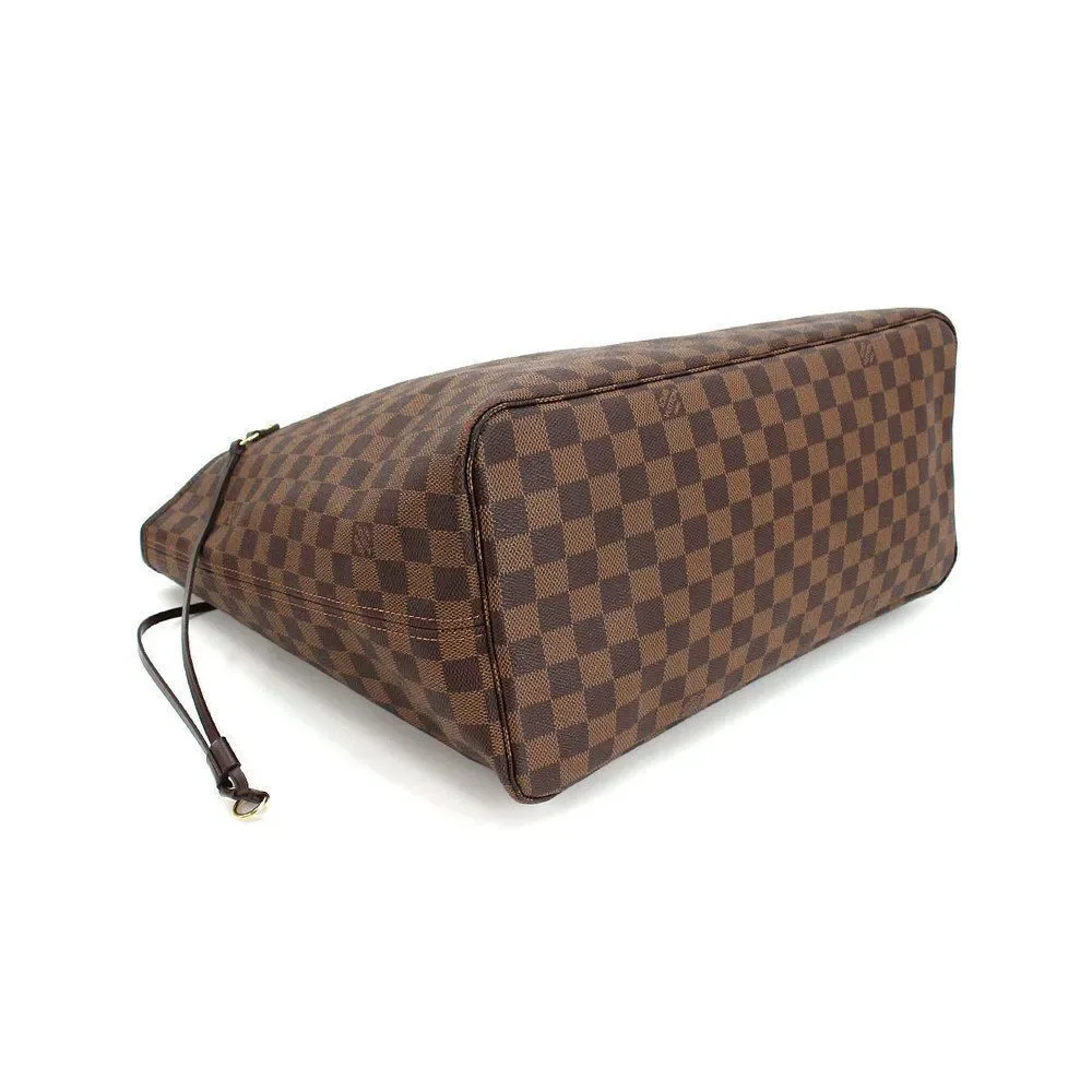 Louis Vuitton Damier Neverfull GM Tote Bag Ebene Series Gold Metal Fittings